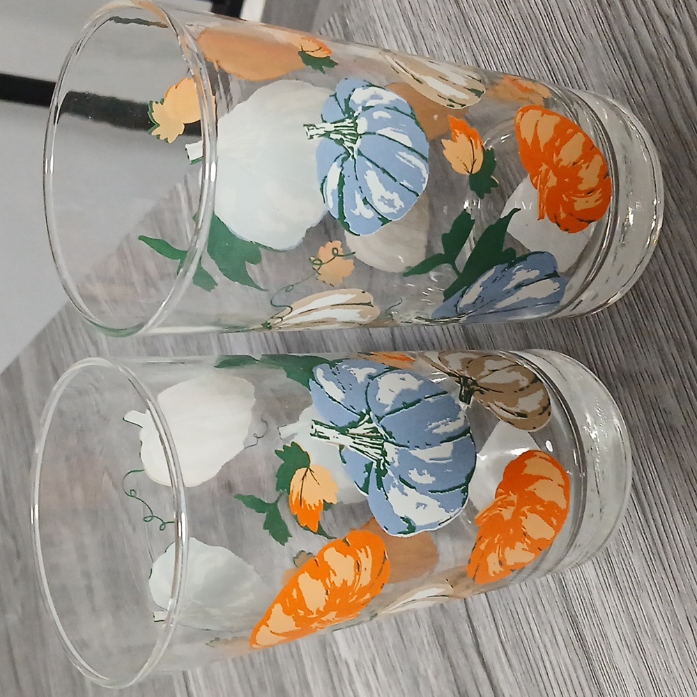 Pumpkin Themed Glass Tumblers - Set of 2